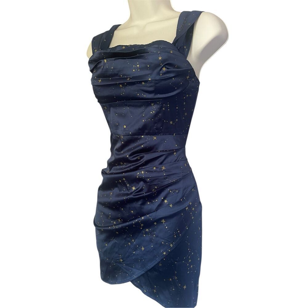 Cider Silk Constellation Mini Dress Women’s Size S Celestial Star Ruched Dress - Picture 3 of 6